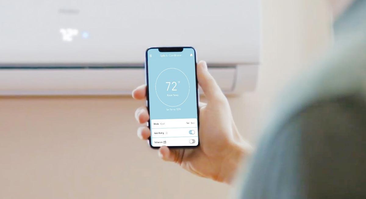 Photo of a Haier ductless wall mount mini split air conditioner wifi control with smartphone app Photo of a Haier ductless wall mount mini split air conditioner wifi control with smartphone app